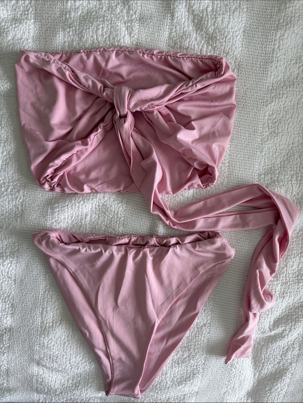 Women's Pink Tie-Front Bikini Set